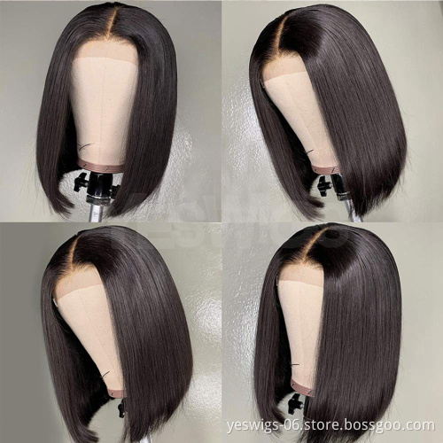 Straight Short Bob Wigs Human Hair Hd Full Lace Front Wig Raw Brazilian Natural Virgin Human Hair Transparent Lace Frontal Wig